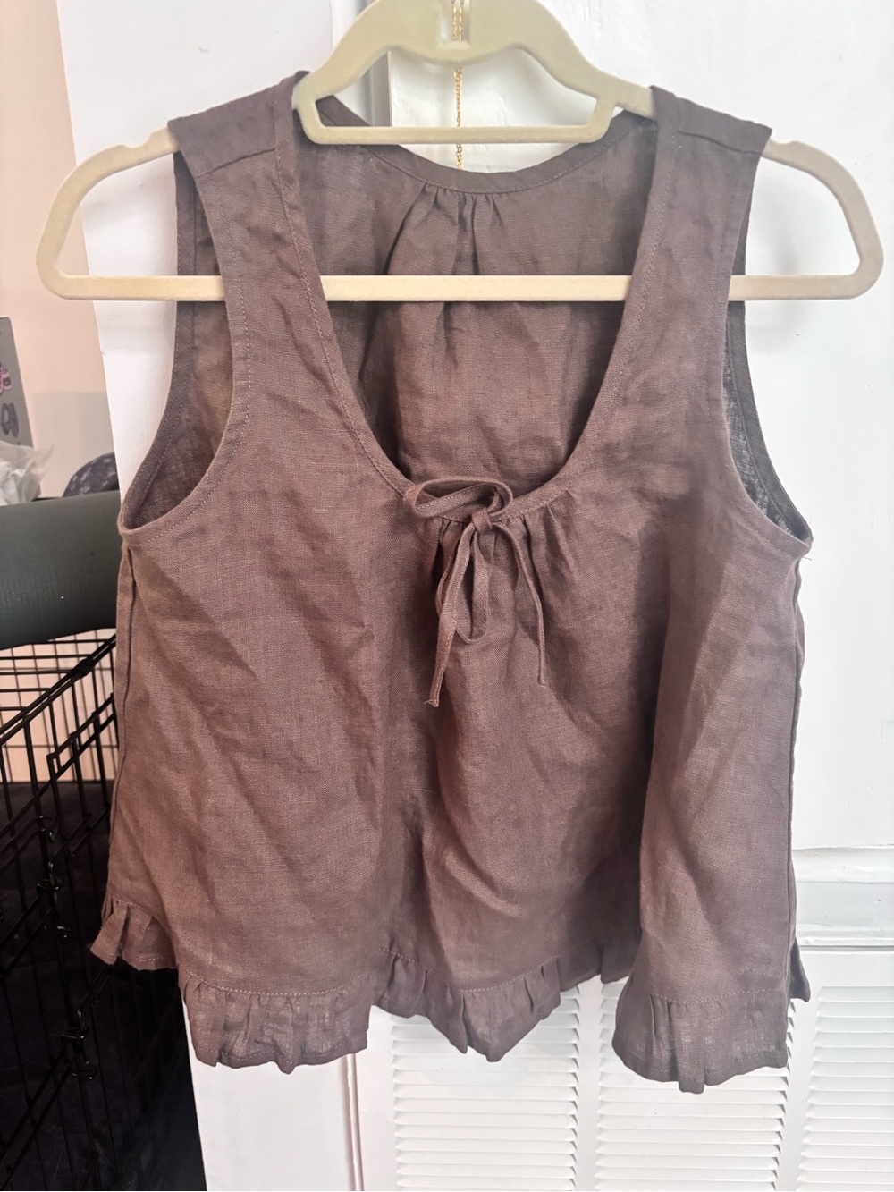 notPERFECTLINEN Berry Top S/M in Chocolate